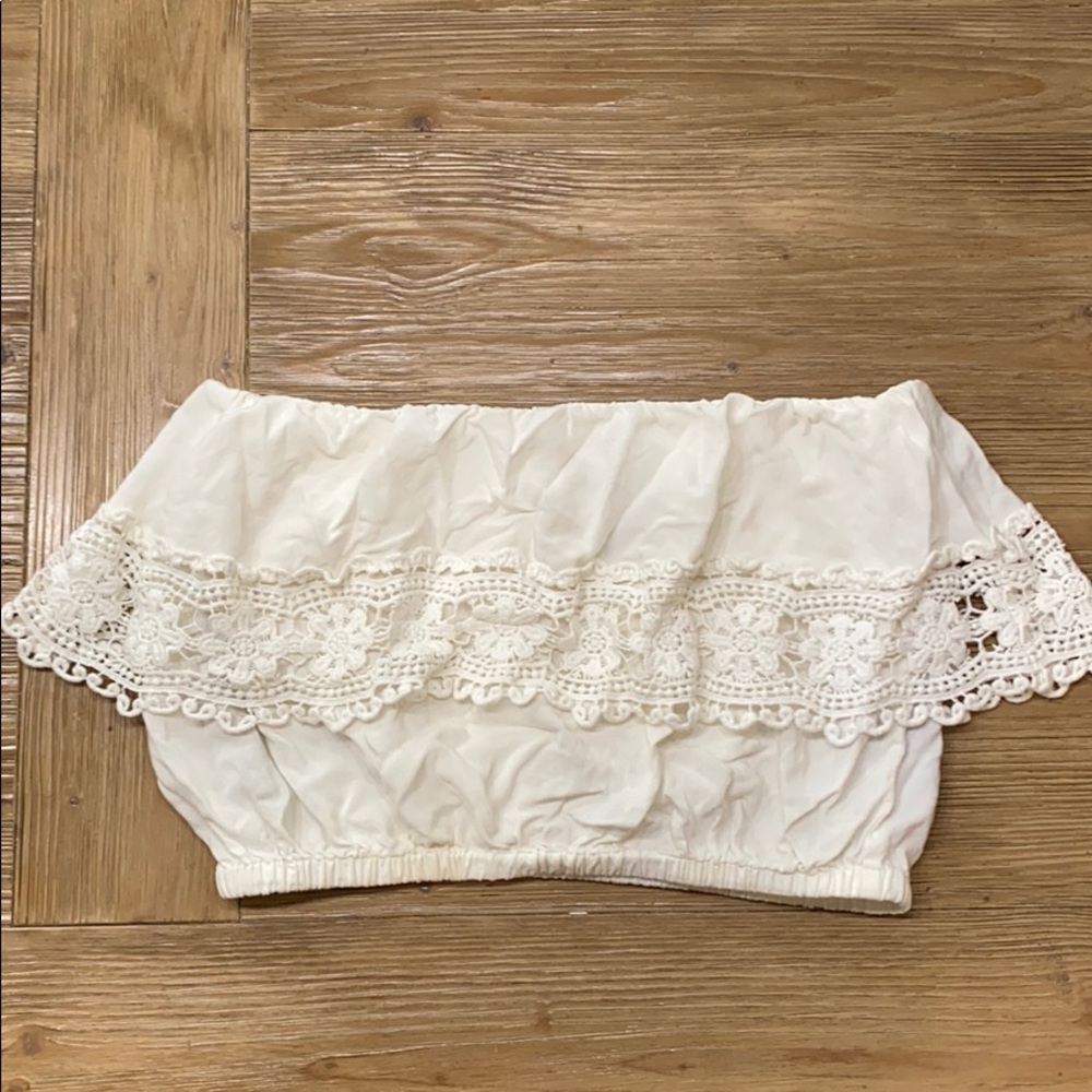 Off the Shoulder White flower crop top